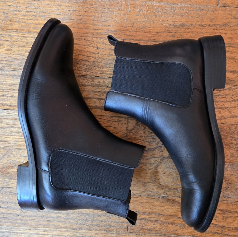 ANDRE Black Leather Chelsea Boots, FR size 37, US 6.5